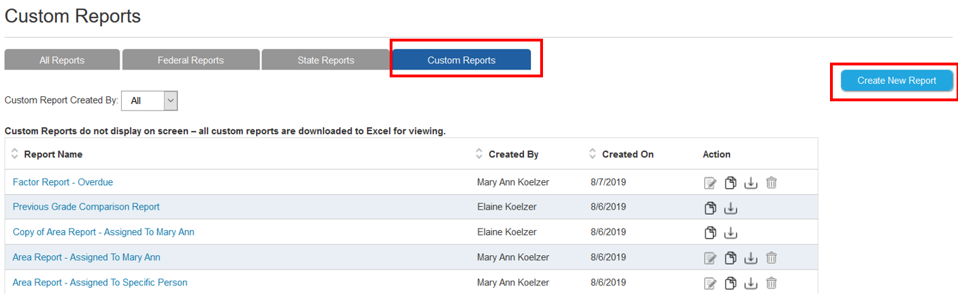 Custom Reports Screenshot