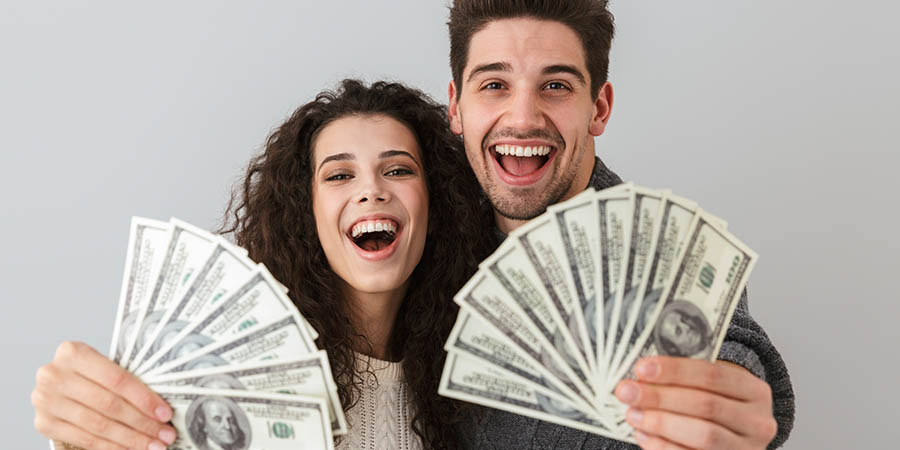 happy people with money