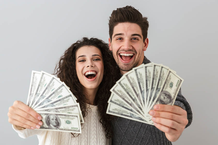 happy people with money
